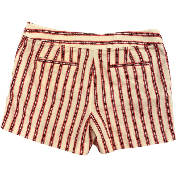 Loft Red and Cream Striped Shorts Women’s Size 8 - Picture 3 of 7